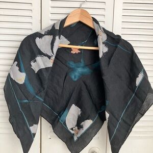 A New Day Black and Teal Silk Scarf